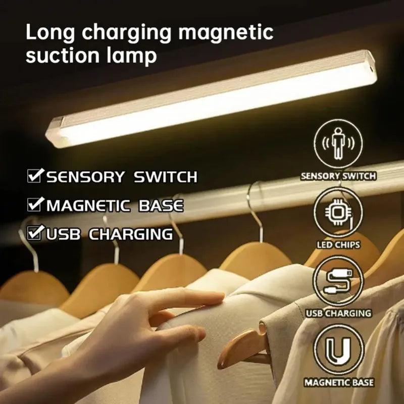 Motion Sensor Wireless LED Night Light TypeC Rechargeable Cabinet Wardrobe Lamp Backlight for Kitchen Staircase Bedroom Lighting