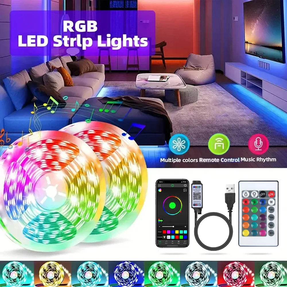 1-20M 5V LED Strip Lights RGB 5050 Tv lights backlighting，Led Strip Lighting Music Sync, Color Changing for Party Home