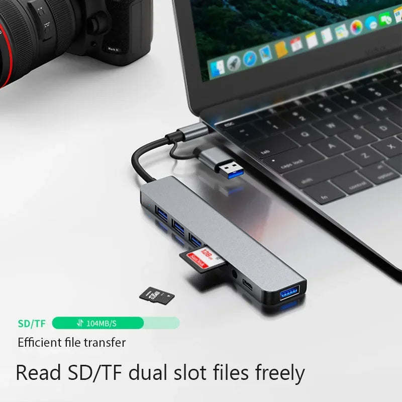 8 in 1 USB C Expander Hub Type-C Splitter Multiport Adapter Dock for Xiaomi Phone Tablet USB 3.0 with 4K DisplayPort