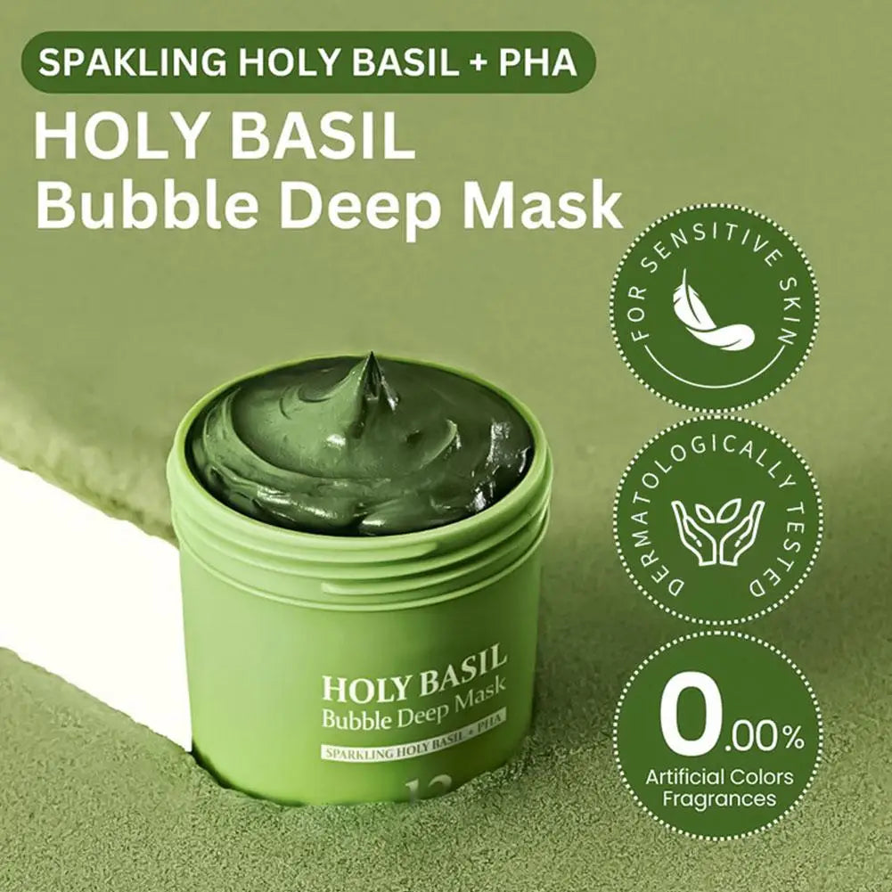 Korean Carbonic Acid Holy Basil Bubble Facial Mask Exfoliating Deep