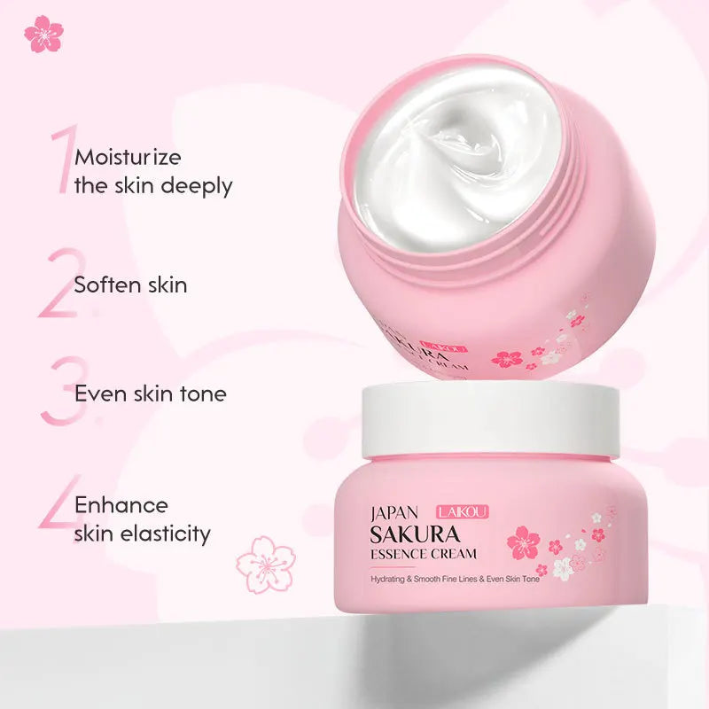 2pcs LAIKOU Japan Sakura Essence Face Cream Cherry Blossom Smoothing
