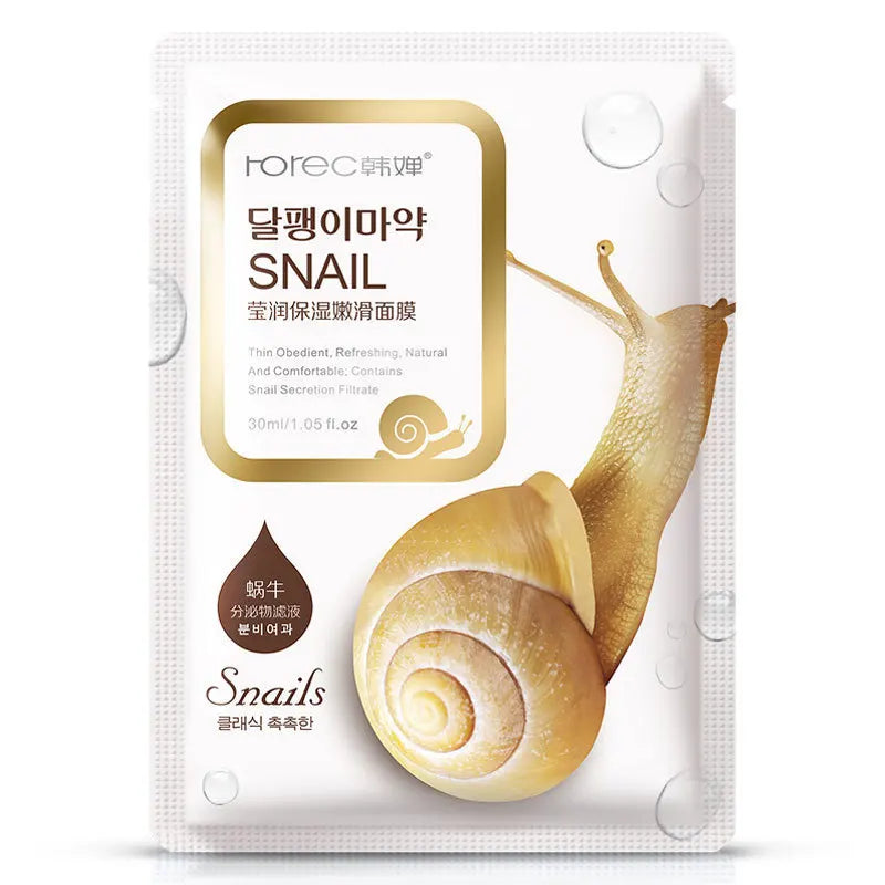 10pcs Snail Moisturizing Face Mask Replenishment Oil Control Tender