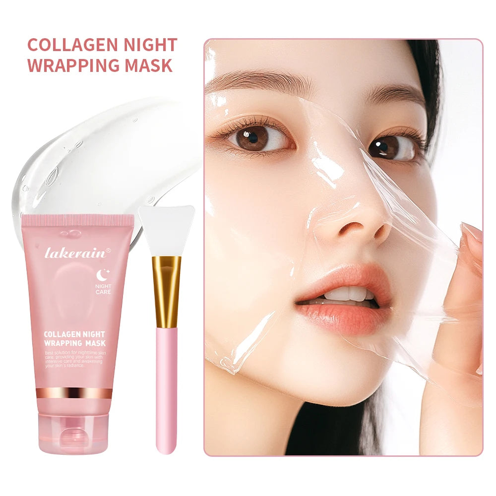 Collagen Facial Mask And Brush Set Rejuvenates Moisturizes Brightens