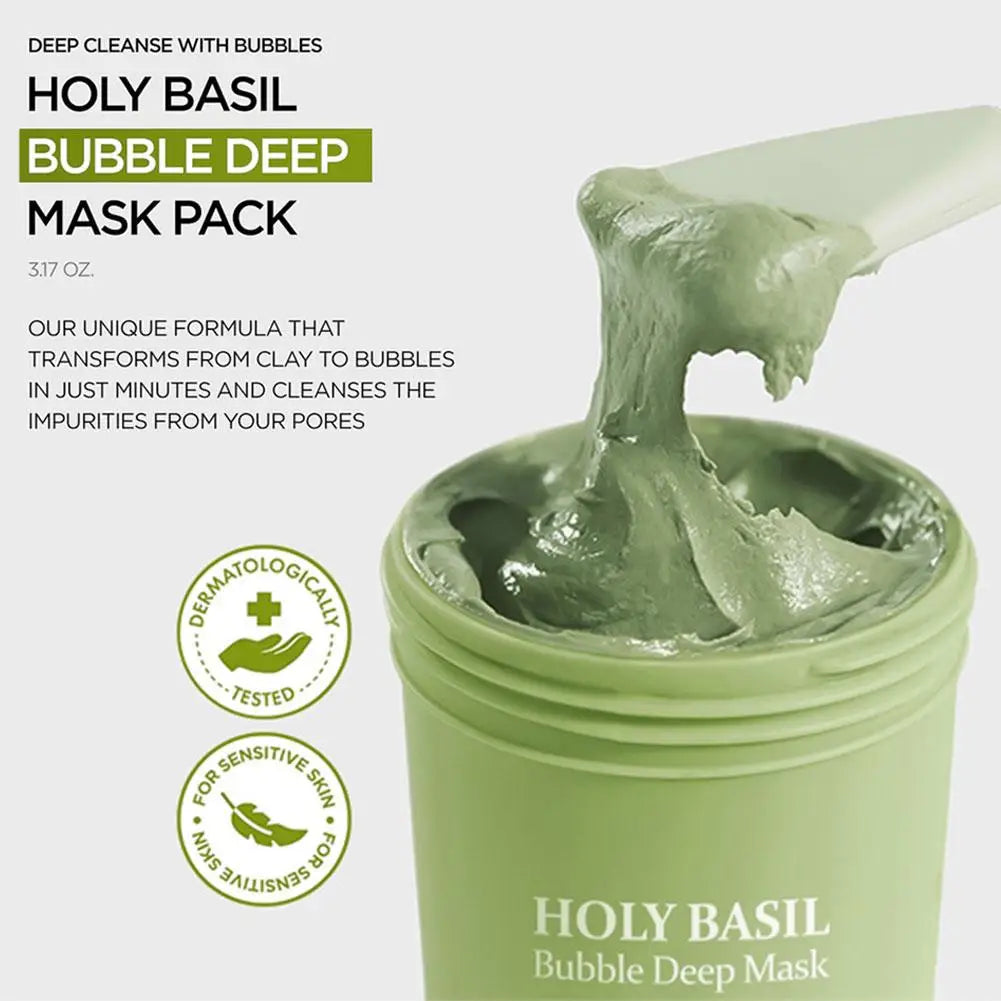 Korean Carbonic Acid Holy Basil Bubble Facial Mask Exfoliating Deep