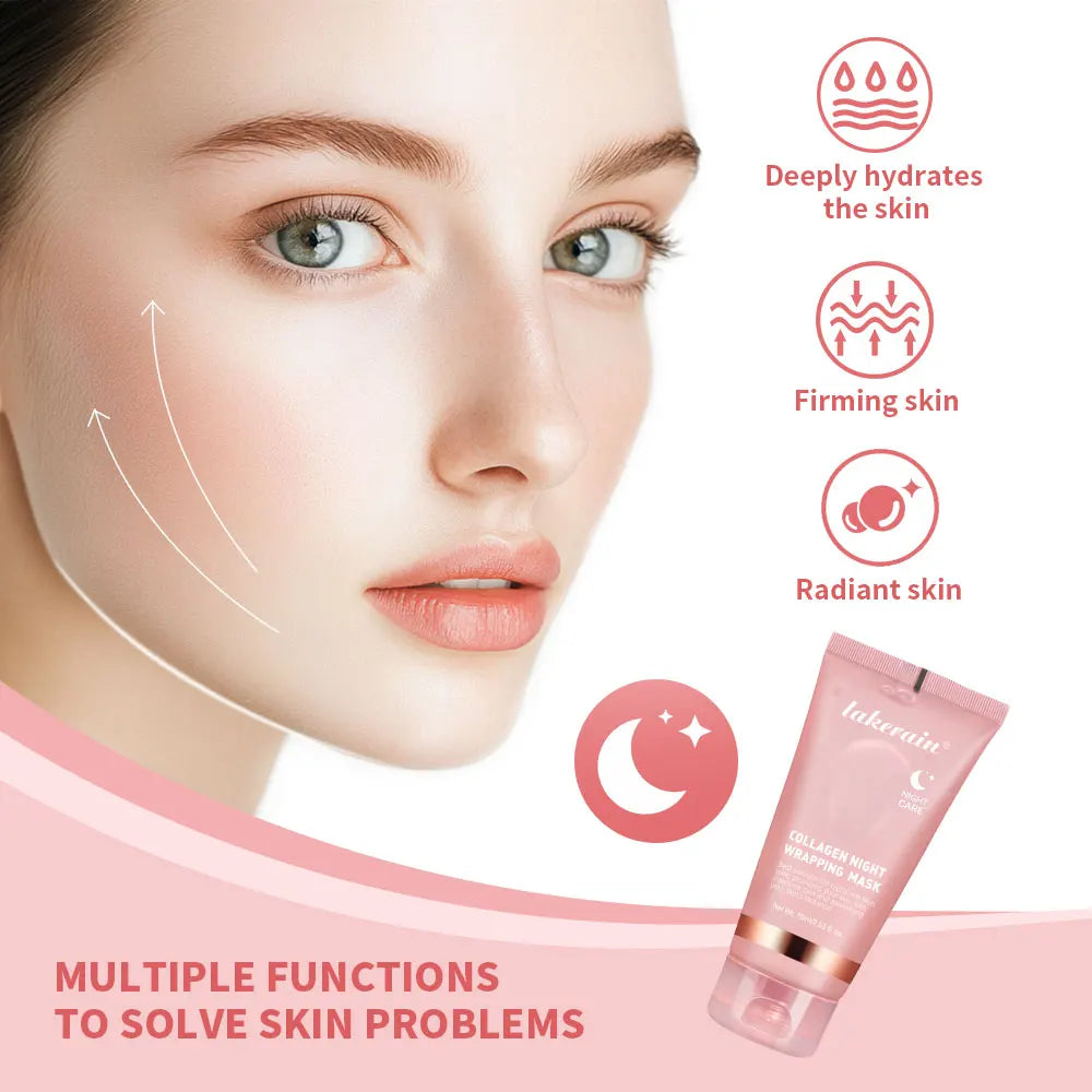Collagen Facial Mask And Brush Set Rejuvenates Moisturizes Brightens