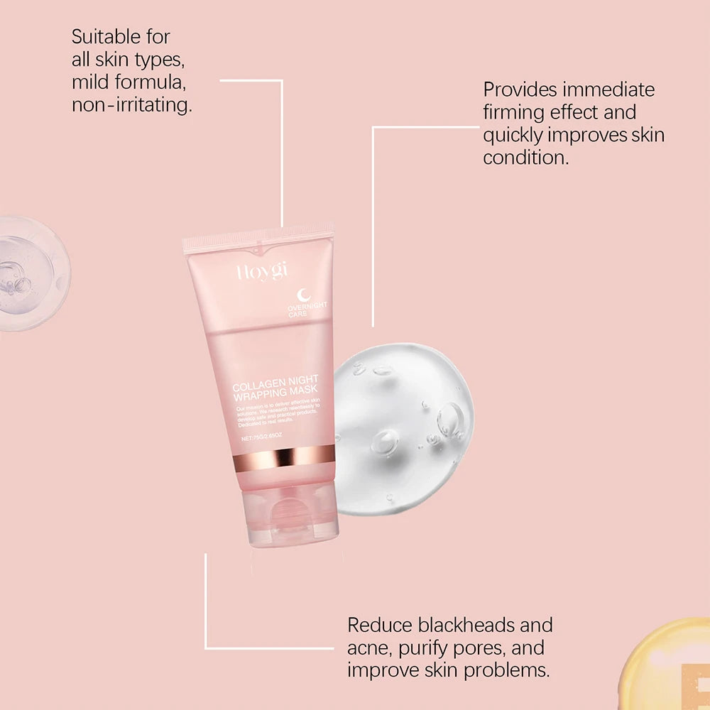 75g Collagen Night Wrapping Peel Off Mask Facial Moisturizing Brighten