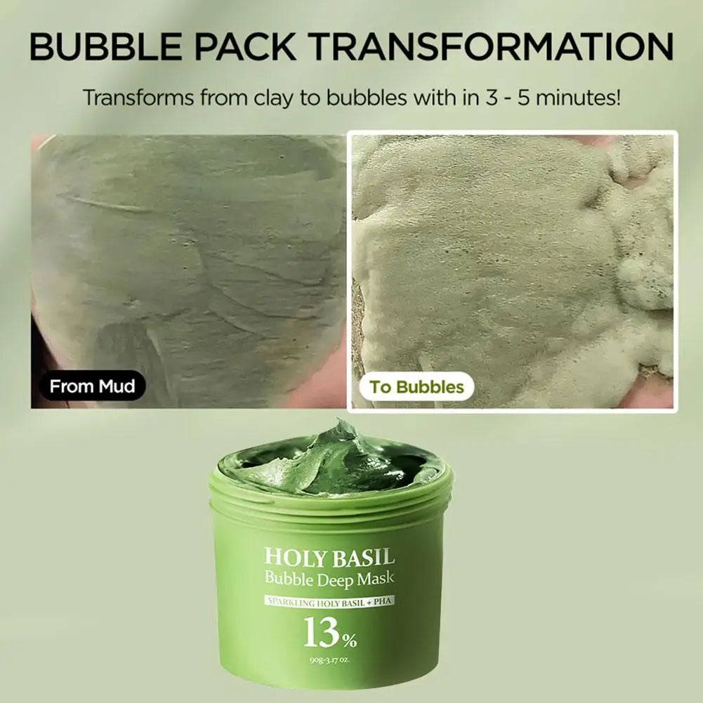 Korean Carbonic Acid Holy Basil Bubble Facial Mask Exfoliating Deep