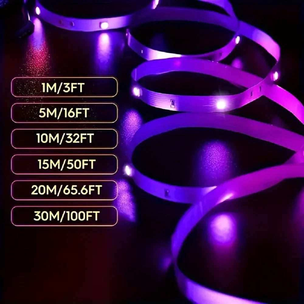 1-20M 5V LED Strip Lights RGB 5050 Tv lights backlighting，Led Strip Lighting Music Sync, Color Changing for Party Home
