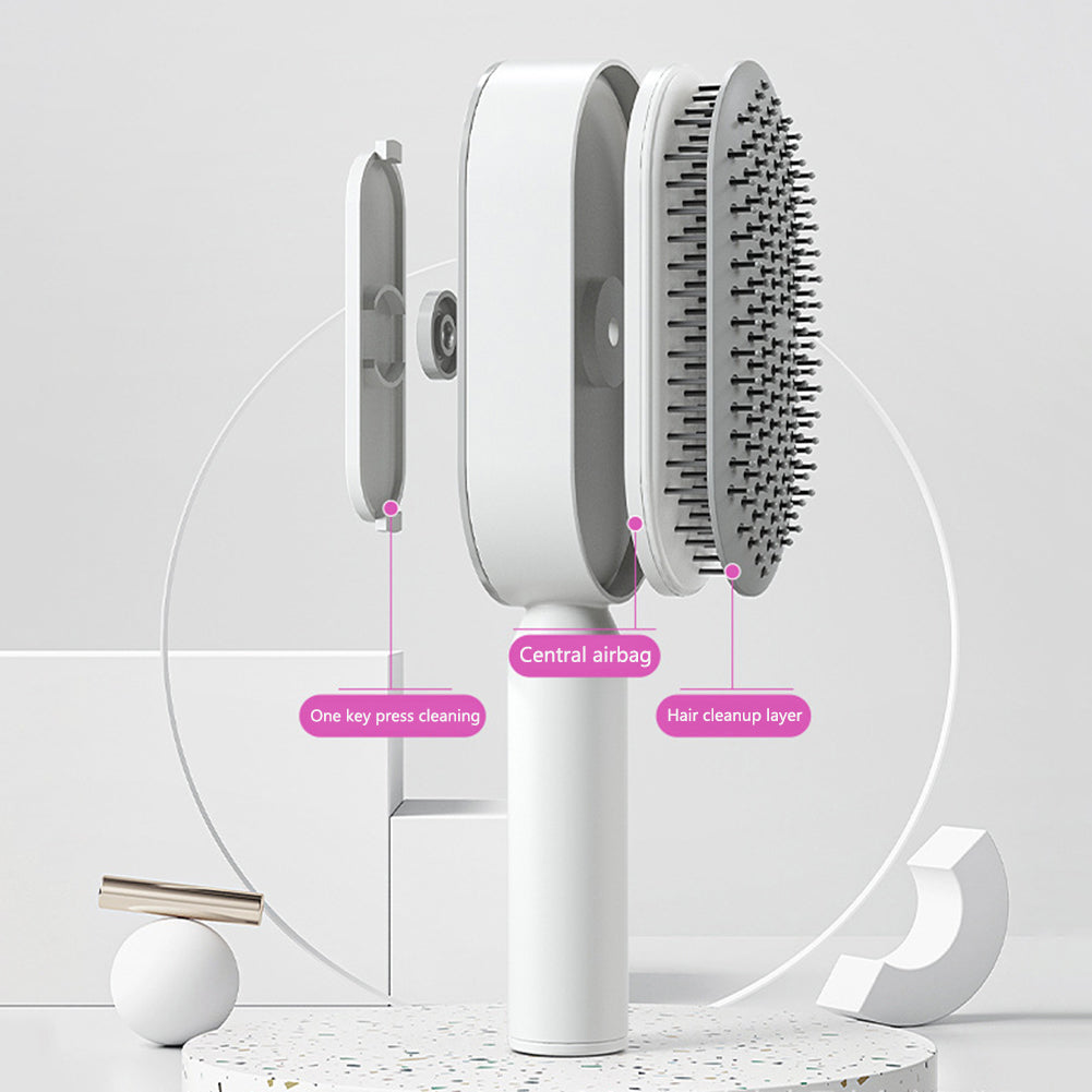 Professional Self-Cleaning Hair Brush - Certified Premium Scalp Massage & Detangling System