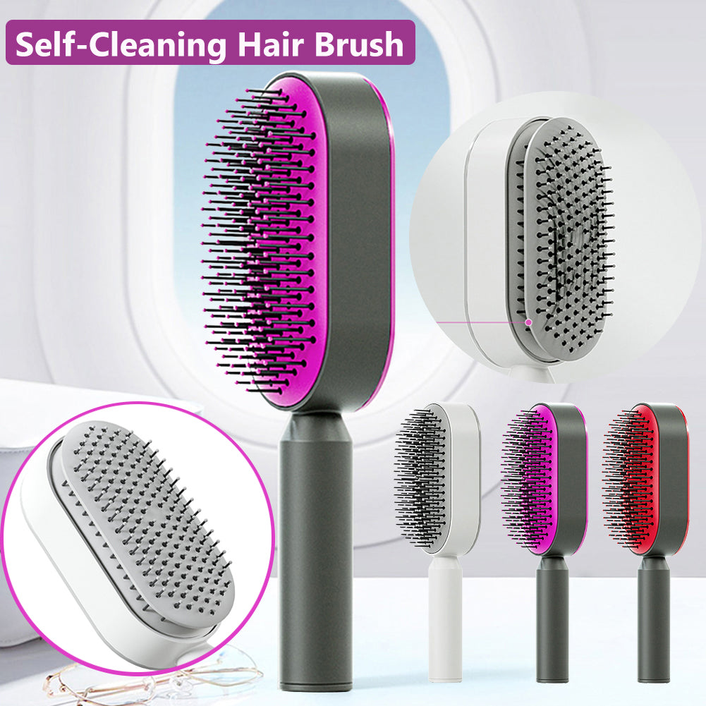 Professional Self-Cleaning Hair Brush - Certified Premium Scalp Massage & Detangling System