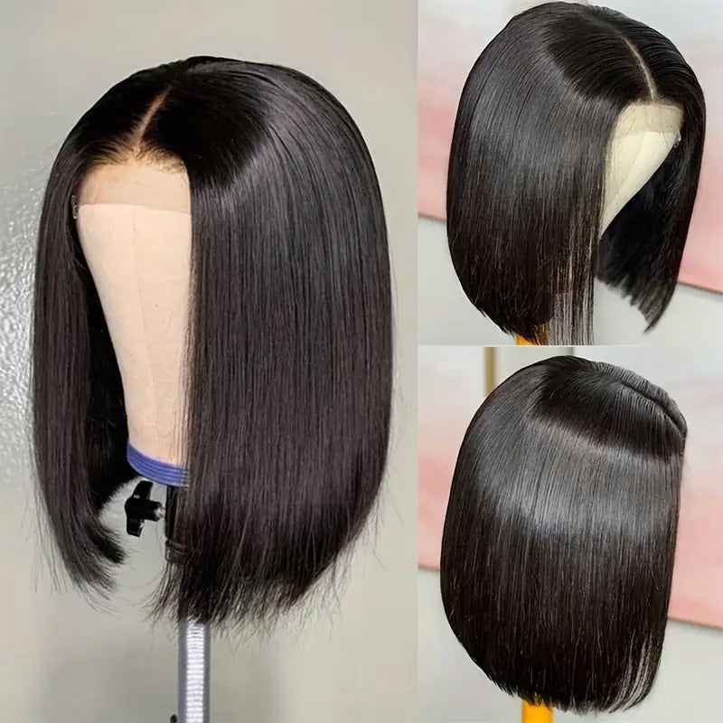 4x4 Lace Closed Non-toxic Wig, Synthetic Wig, Straight Wave Head, 10-inch Non-adhesive Lace Front Piece, Suitable For The Whole Scene.